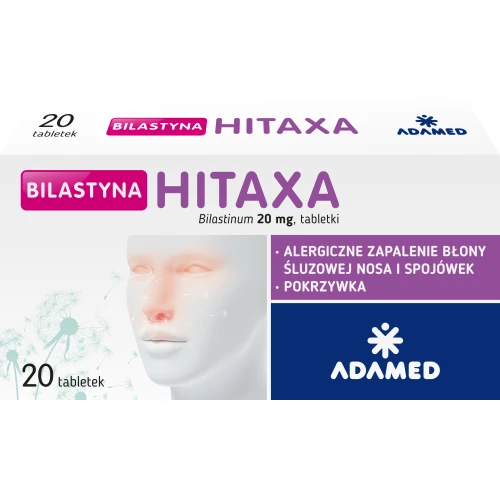 Bilastyna Hitaxa 20mg, 20 tabletek - Łagodzą objawy alergicznego zapalenia błony śluzowej nosa