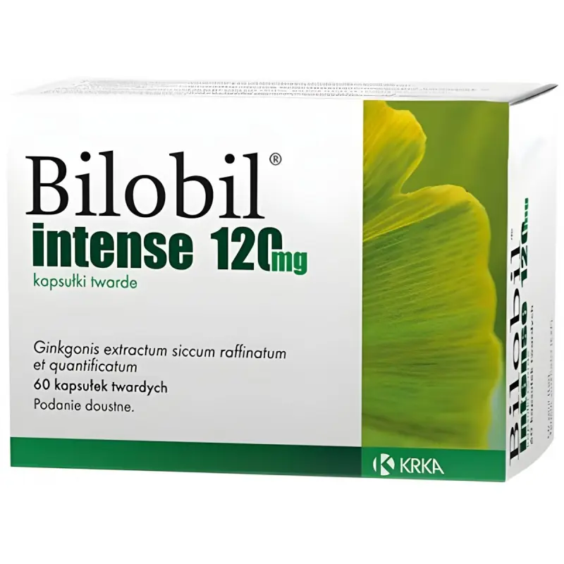 Bilobil intense kapsułki twarde, 60 sztuk  - Lek roślinny, który poprawia zdolności poznawcze i jakość życia w łagodnej demencji