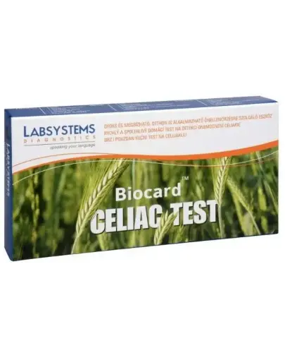 Biocard Celiac Home Test na nietolerancję glutenu, 1 sztuka - Szybki test do wykrywania celiakii i nietolerancji glutenu w domowych warunkach