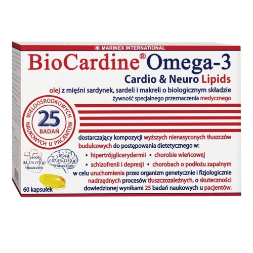BioCardine Omega-3 Cardio & Neuro Lipids, 60 kapsułek - Żywność specjalnego przeznaczenia medycznego z kwasami omega-3