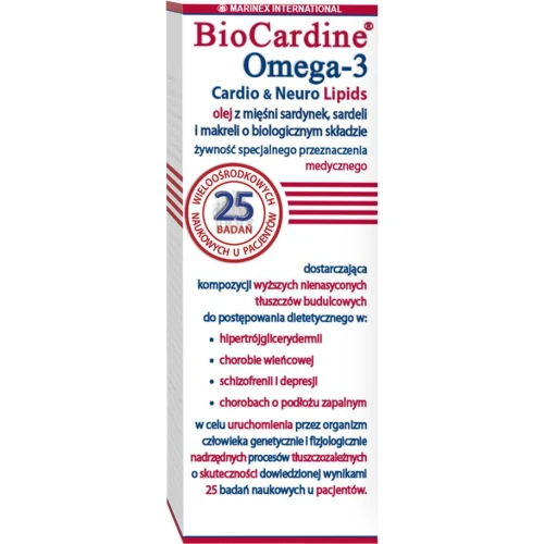 BioCardine Omega-3 Cardio & Neuro Lipids, olej 200 ml - Z mięśni sardynek, sardeli i makreli – w okresie  rekonwalescencji