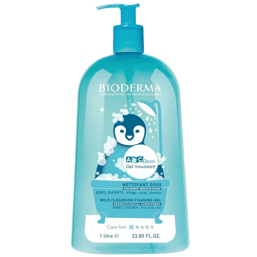 Bioderma ABCDerm Gel moussant Żel myjący dla dzieci, 1000 ml - Łagodny żel do mycia i kąpieli