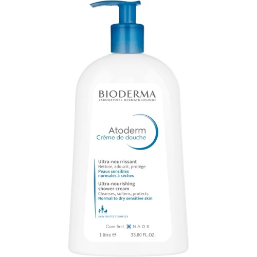 Bioderma Atoderm Creme de douche Kremowy żel do mycia twarzy i ciała, 1 l - Odżywczy, kremowy żel do skóry normalnej, suchej i wrażliwej