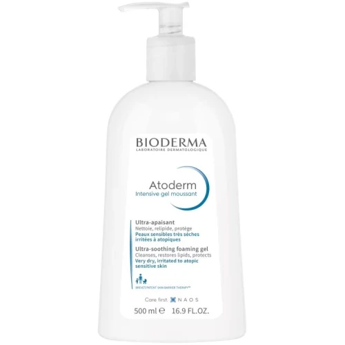 Bioderma Atoderm Intensive Żel oczyszczający, 500 ml  -  Żel o łagodnym działaniu, zmniejszający uczucie swędzenia na skórze