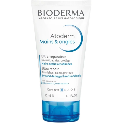 Bioderma Atoderm Ultraodżywczy krem do rąk i paznokci, 50 ml - Tworzy ochronną barierę, zapewniając efekt "rękawiczki" i długotrwałe uczucie komfortu