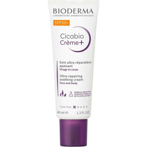 Bioderma Cicabio Creme+, Krem naprawczo-kojący SPF50+, 40 ml - Krem ​​naprawczy zapobiegający powstawaniu przebarwień, który optymalizuje proces gojenia
