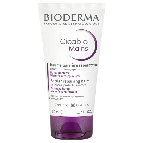 Bioderma Cicabio Mains Krem do rąk, 50 ml - Regenerujący i nawilżający krem naprawczy dla suchej i podrażnionej skóry dłoni
