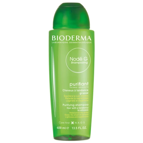 Bioderma Nodé G Szampon oczyszczający do włosów przetłuszczających się, 400 ml - Równowaga skóry głowy i długotrwałe uczucie świeżości