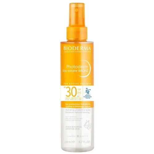 Bioderma Photoderm Eau solaire BRONZ, nawilżająca dwufazowa woda SPF30+, 200 ml - Nawilżająca dwufazowa woda chroniąca przed promieniowaniem UVA i UVB