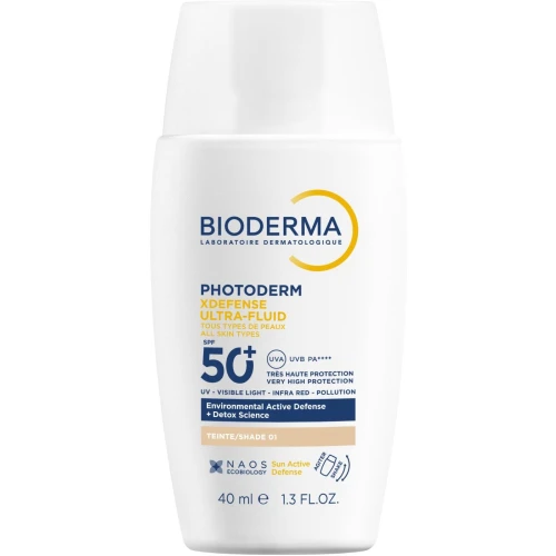 Bioderma Photoderm XDefense Ultra-Fluid SPF 50+ Ultralekki fluid 01, 40 ml - Ultralekka, świeża konsystencja z formułą na bazie wody