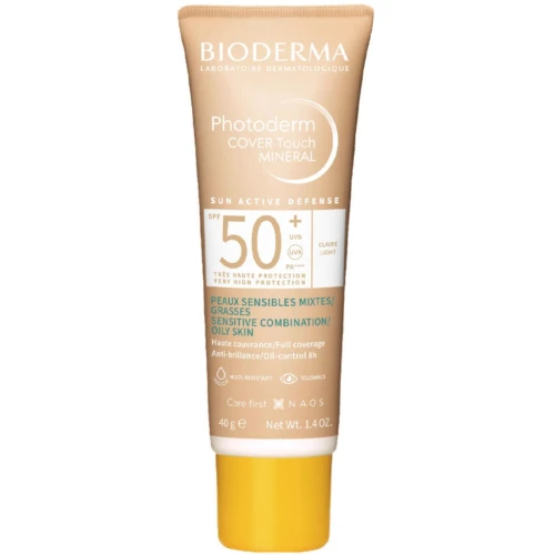 Bioderma Photoderm Cover Touch Mineral, kryjący fluid jasny, SPF 50+, 40 g - Kryjący fluid mineralny z filtrem SPF 50+ odcień jasny