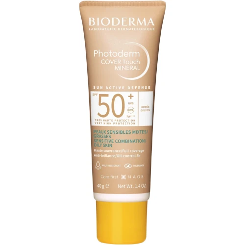 Bioderma Photoderm Cover Touch Mineral SPF 50+ Podkład mineralny ciemny, 40 ml - 8 h kontrola wydzielania sebum