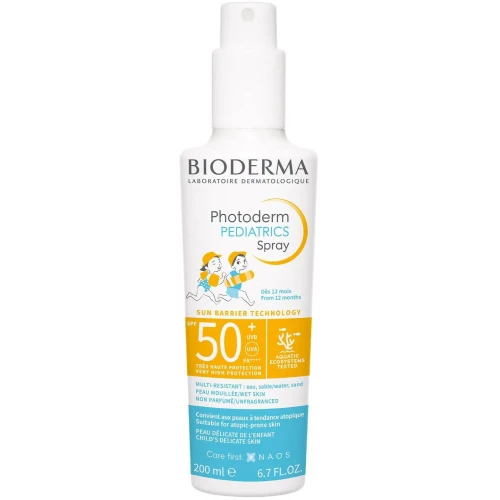 Bioderma Photoderm Pediatrics Spray SPF 50+, 200 ml - Ochronny spray przeciwsłoneczny do twarzy i ciała dla dzieci