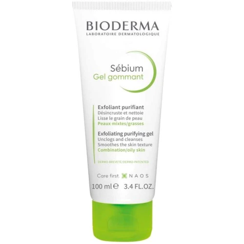 Bioderma Sebium Gel Gommant, myjący żel złuszczający, 100 ml - Delikatnie oczyszcza skórę, odblokowuje pory i usuwa martwy naskórek