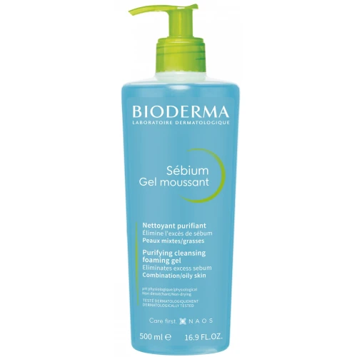 Bioderma Sebium Gel Moussant Żel do mycia twarzy, 500 ml - Antybakteryjny żel oczyszczający