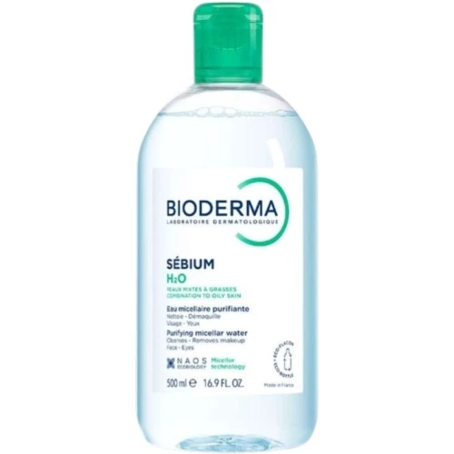 Bioderma Sebium H2O Płyn micelarny do skóry tłustej i mieszanej, 500 ml - Oczyszczanie, regulacja sebum i demakijaż bez spłukiwania