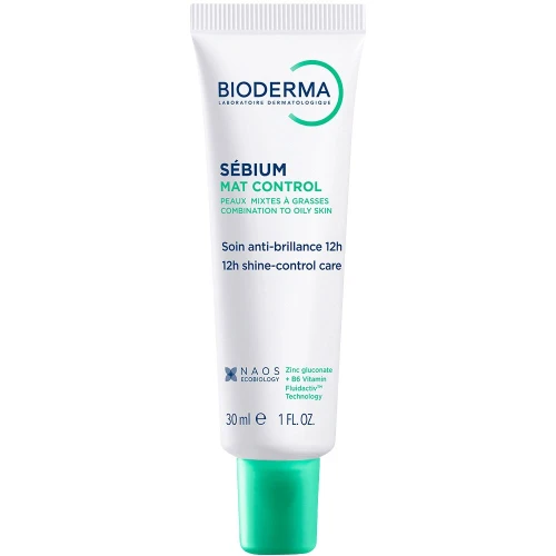 Bioderma Sébium Mat Control Nawilżający krem matujący i wygładzający, 30 ml - Redukcja sebum, zwężenie porów i długotrwałe zmatowienie skóry