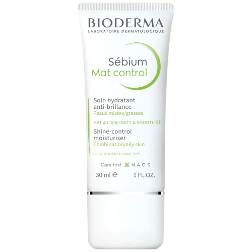 Bioderma Sebium Mat Control Matujący krem nawilżający, 30 ml - Matujący, wygładzający krem nawilżający do skóry mieszanej i tłustej