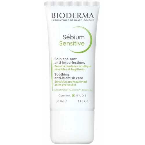 Bioderma Sebium Sensitive Krem łagodzący, 30 ml - Łagodzi zaczerwienienia, nawilża, do skóry wrażliwej, trądzikowej