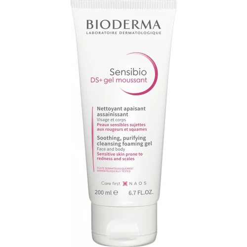 Bioderma Sensibio DS+ Żel oczyszczający, 200 ml - Żel oczyszczający do skóry zaczerwienionej i z łojotokowym zapaleniem skóry