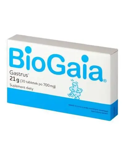 BioGaia Gastrus, 30 tabletek do żucia - Tabletki do żucia o smaku mandarynki zawierające żywe kultury bakterii