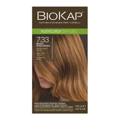 Biokap Nutricolor Delicato 7.33 Pozłacany Blond, 140 ml - Farba do włosów bez amoniaku, rezorcyny, parabenów, a także PPD