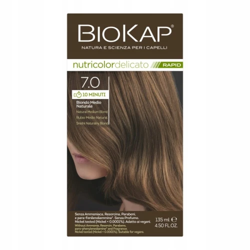 Biokap Nutricolor Delicato Rapid 7.0 Średni Naturalny Blond, 135 ml - Koloryzacja w 10 minut