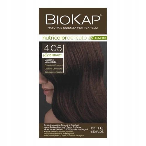 Biokap Nutricolor Delicato Rapid 4.05 Czekoladowy Brąz, 135 ml - Szybka koloryzacja włosów w 10 minut
