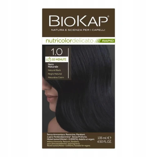 Biokap Nutricolor Delicato Rapid 1.0 Naturalna czerń, 135 ml - Szybka koloryzacja włosów w 10 minut