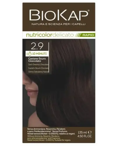 Biokap Nutricolor Delicato Rapid 2.9 Ciemny czekoladowy kasztan, 140 ml - Farba do włosów na bazie naturalnych składników
