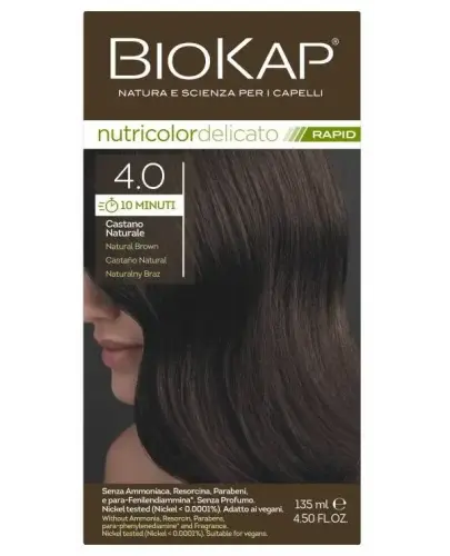 Biokap Nutricolor Delicato Rapid 4.0 Naturalny brąz, 140 ml - Farba do włosów na bazie naturalnych składników, bez amoniaku