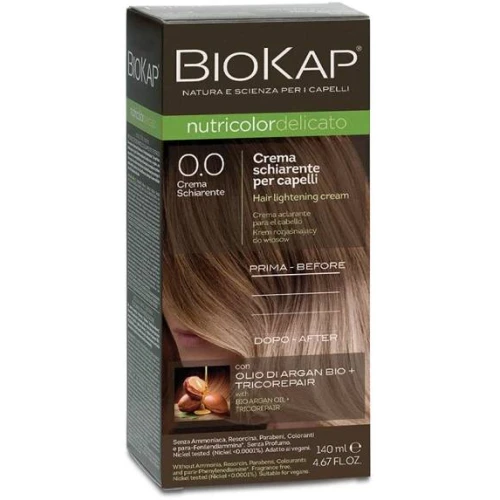 Biokap Nutricolor Delicato 0.0, rozjaśniacz do włosów, 140 ml - Z olejkiem arganowym i kompleksem Tricorepair, bez amoniaku i parabenów