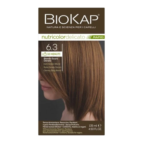Biokap Nutricolor Delicato Rapid  6.3 Ciemny Złoty Blond, 135 ml - Szybka koloryzacja włosów w 10 minut