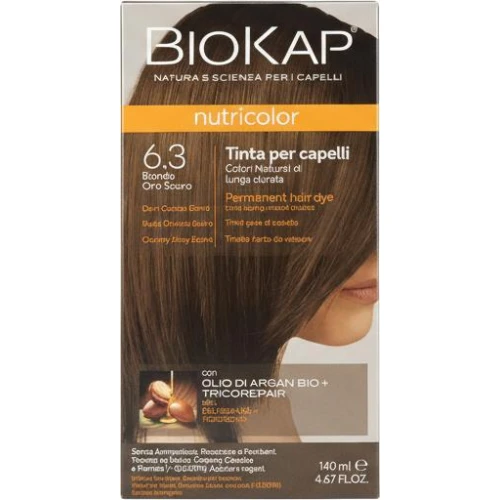 Biokap Nutricolor 6.3 Ciemny złoty blond, 140 ml - Farba koloryzująca do włosów bez amoniaku, rezorcyny, parabenów