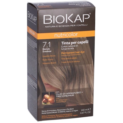 Biokap Nutricolor 7.1 Szwedzki blond, 140 ml - Farba do włosów  bez amoniaku, rezorcyny, parabenów