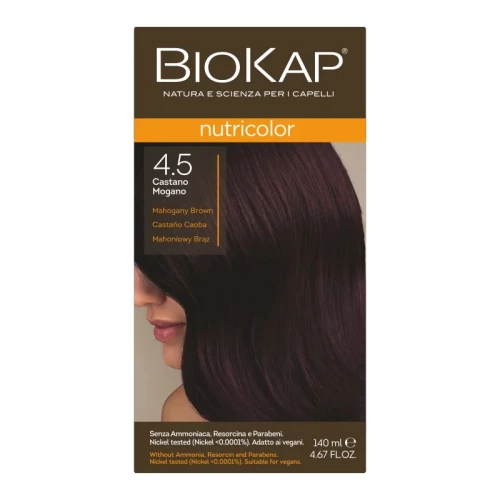Biokap Nutricolor 4.5 Mahoniowy brąz, 140 ml - Farba do włosów bez amoniaku