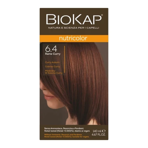 Biokap Nutricolor 6.4 Miedziany w Kolorze Curry, 140 ml  - Farba do włosów bez amoniaku