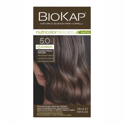Biokap Nutricolor Delicato Rapid 5.0 Jasny Naturalny Kasztan, 135 ml - Szybka koloryzacja w 10 minut
