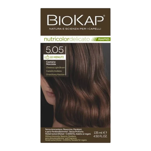 Biokap Nutricolor Delicato Rapid 5.05 Orzechowy Kasztan, 135 ml - Szybka koloryzacja włosów w 10 minut