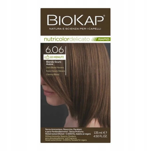 Biokap Nutricolor Delicato Rapid  6.06 Ciemny blond, 135 ml - Szybka koloryzacja na bazie naturalnych składników