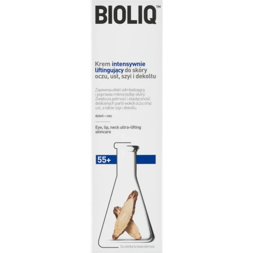 Bioliq 55+ krem intensywnie liftingujący do skóry oczu, ust, szyi i dekoltu, 30ml - Poprawia jędrność i elastyczność skóry