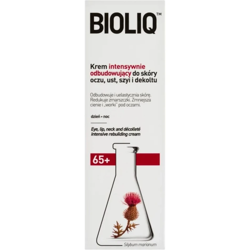 Bioliq 65+ Krem intensywnie odbudowujący do skóry oczu, ust, szyi i dekoltu, 15 ml - Codzienna pielęgnacja skóry dojrzałej