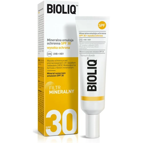 Bioliq SPF, mineralna emulsja ochronna SPF30, 30 ml - Zawiera fotostabilny filtr mineralny, zabezpiecza przed negatywnym oddziaływaniem światła niebieskiego