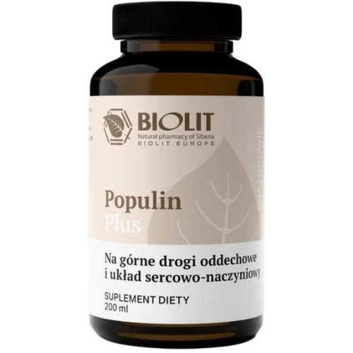 Biolit Populin Plus, płyn 200 ml - Ekstrakt z topoli czarnej – wsparcie funkcjonowania górnych dróg oddechowych  i kondycji serca