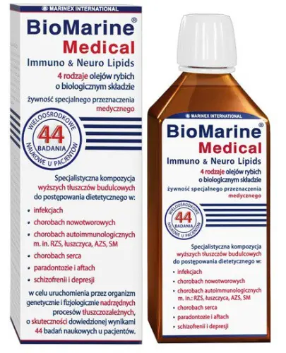 BioMarine Medical Immuno & Neuro Lipids, 200 ml - Z połączeniem 4 rodzajów olejów rybich