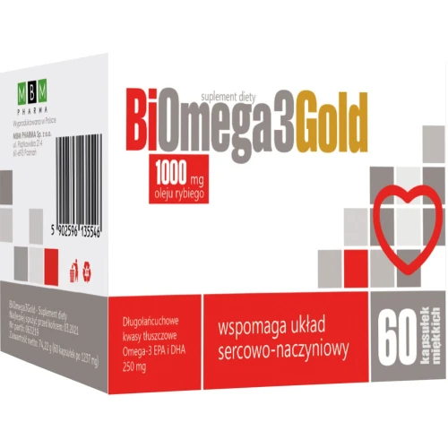 BiOmega 3 Gold 1000 mg, 60 kapsułek - Wspomaga układ sercowo - naczyniowy
