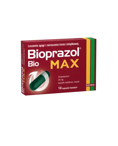 Bioprazol Bio Max kapsułki dojelitowe twarde, 14 sztuk - Kapsułki stosowane w krótkotrwałym leczeniu objawów refluksu żołądkowo-przełykowego