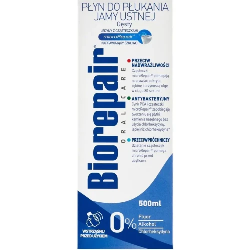 Biorepair Plus Płyn do płukania jamy ustnej, 500 ml - Ochrona szkliwa i redukcja nadwrażliwości z technologią microRepair®