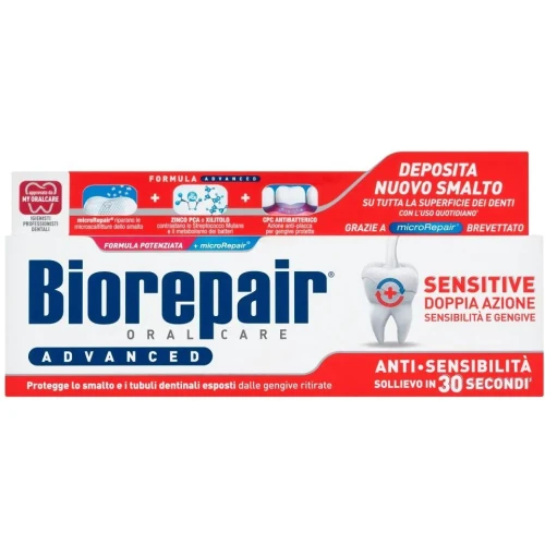 Biorepair Advanced Pasta do wrażliwych zębów, 75 ml - Natychmiastowa ulga i regeneracja szkliwa z technologią microRepair®
