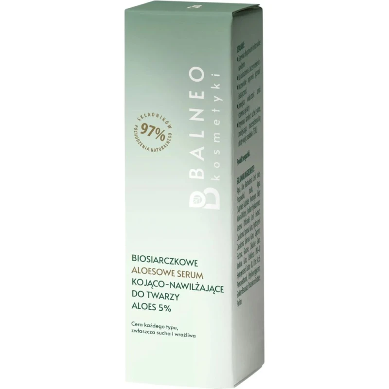 Balneokosmetyki Biosiarczkowe aloesowe serum kojąco-nawilżające do twarzy, 30 ml - Do skóry suchej i wrażliwej